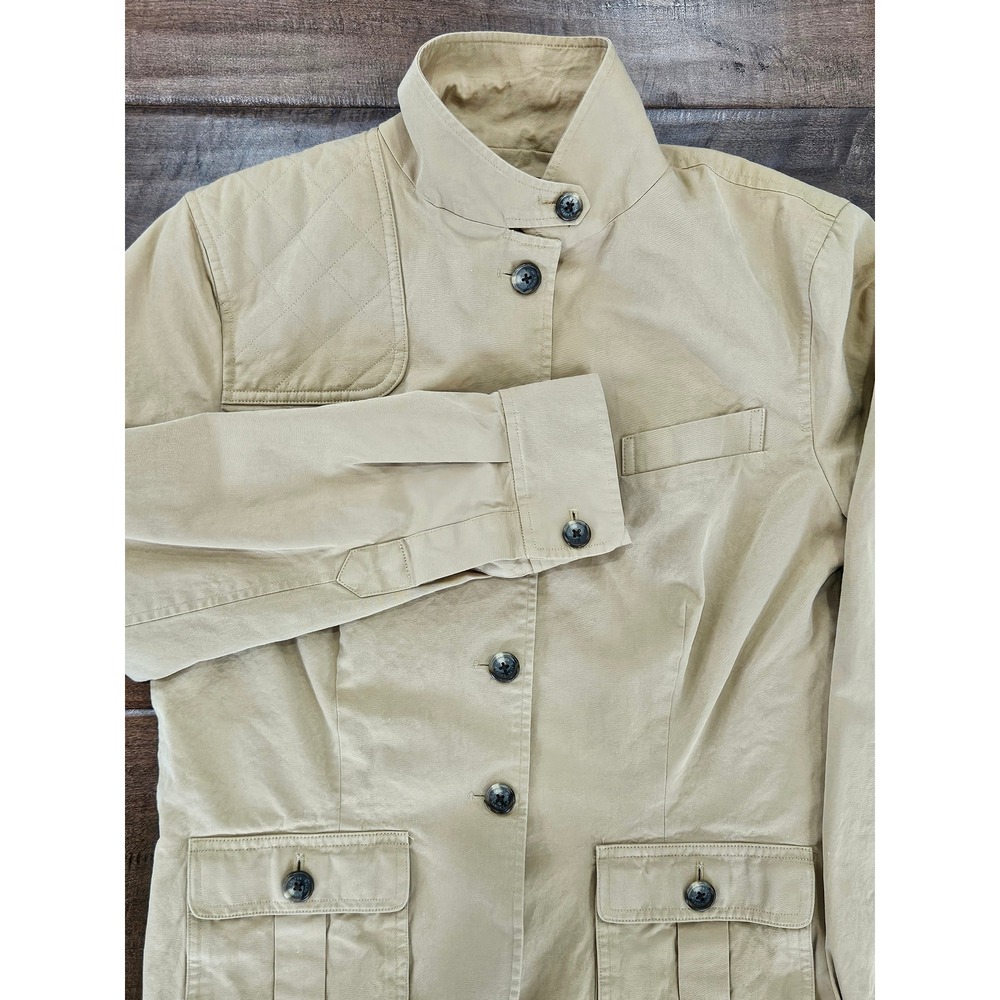 VTG Lauren Ralph Lauren Tan Field Jacket Quilted Shooting Patch Safari Utility - Picture 2 of 16